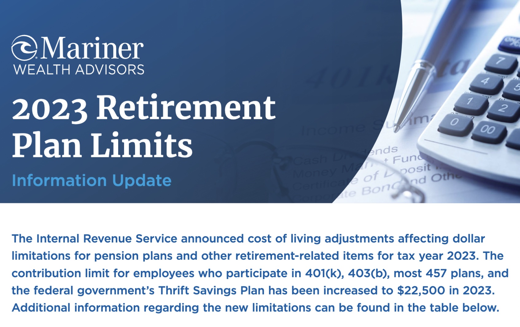 Retirement Plan Limits 2023